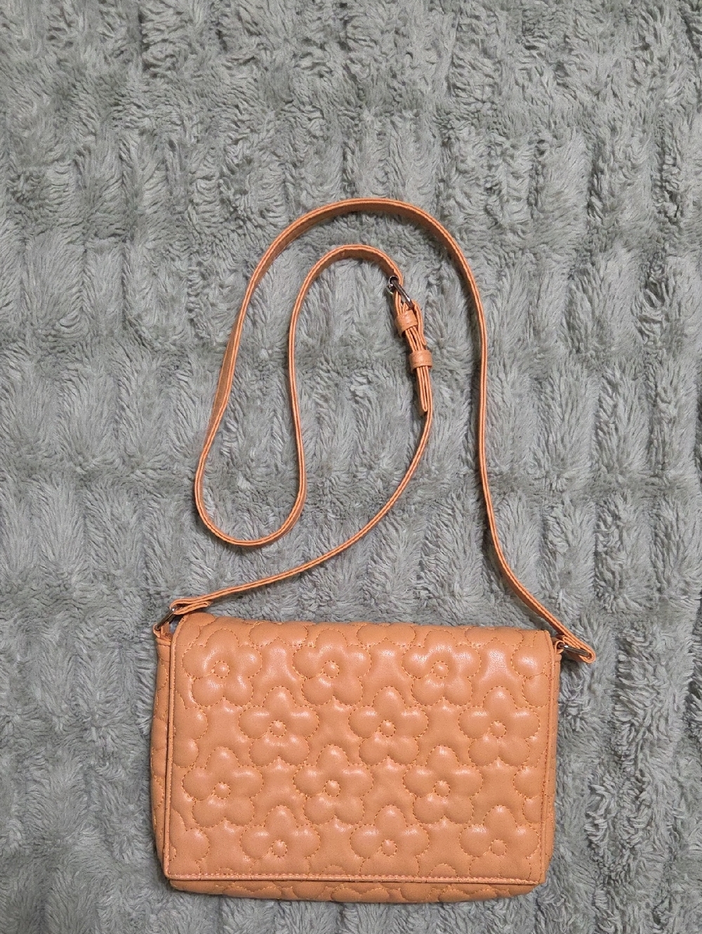 Flower Quilted Floral Crossbody Bag in Light Coral Color